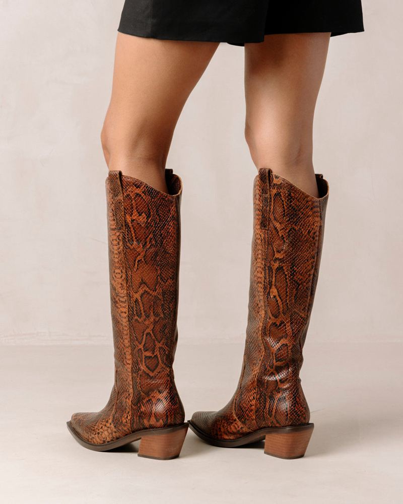 Brown Alohas Mount Leather Women's Cowboy Boots | CIONB5349