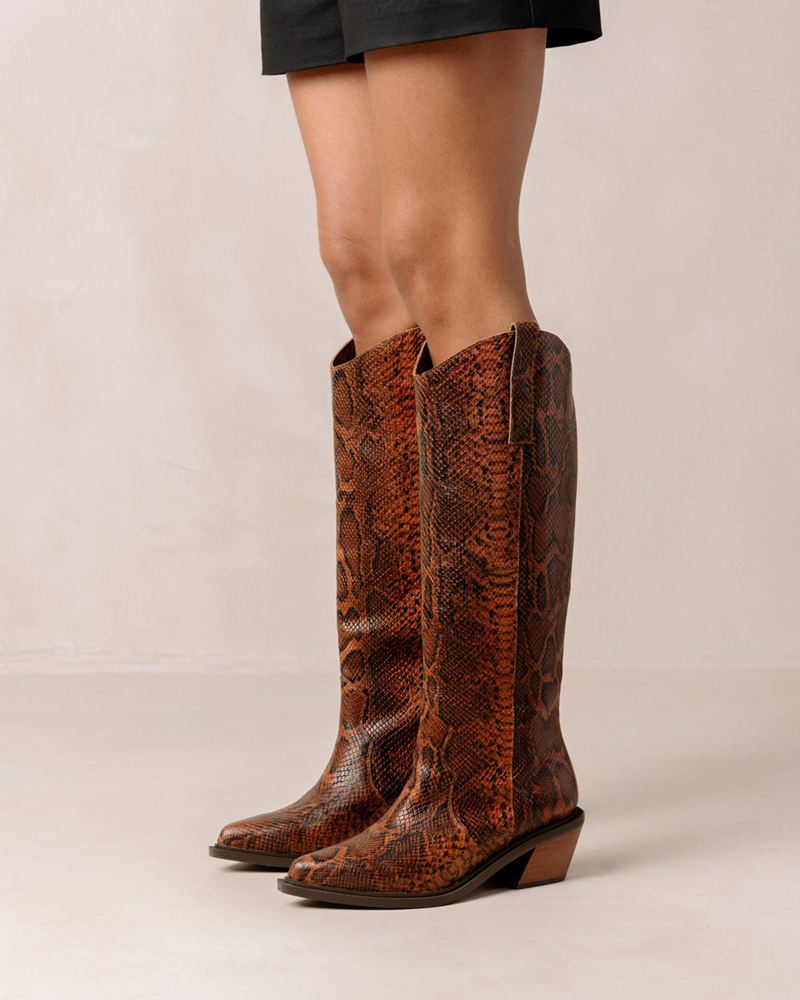 Brown Alohas Mount Leather Women's Cowboy Boots | CIONB5349