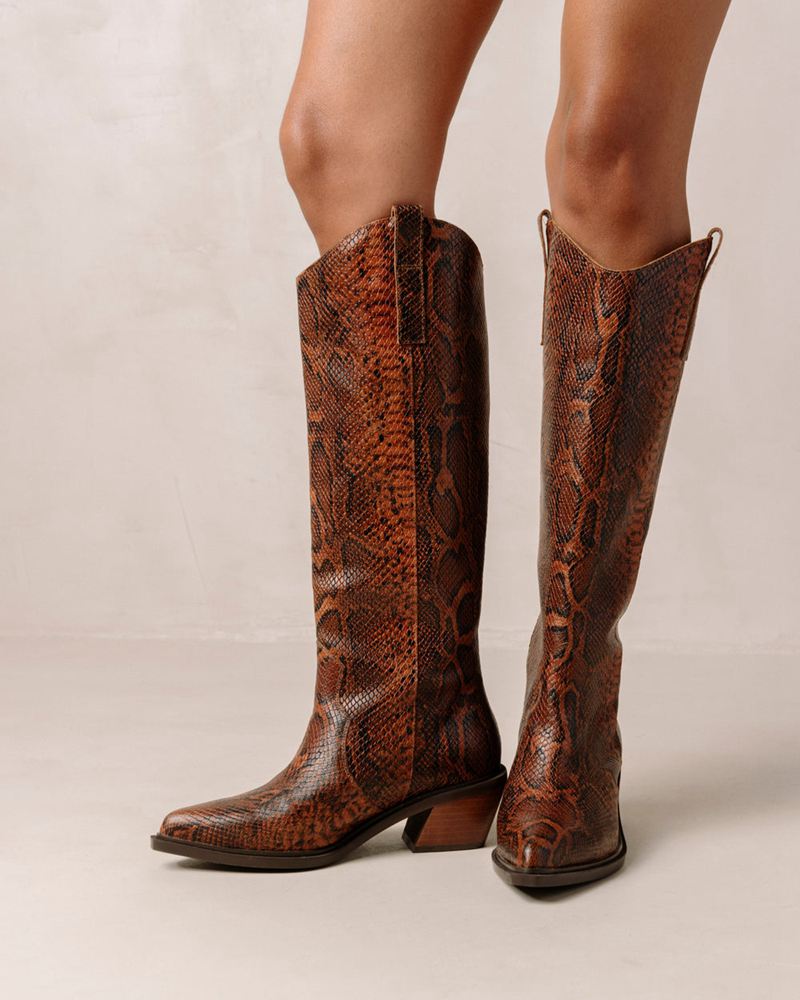 Brown Alohas Mount Leather Women's Cowboy Boots | CIONB5349