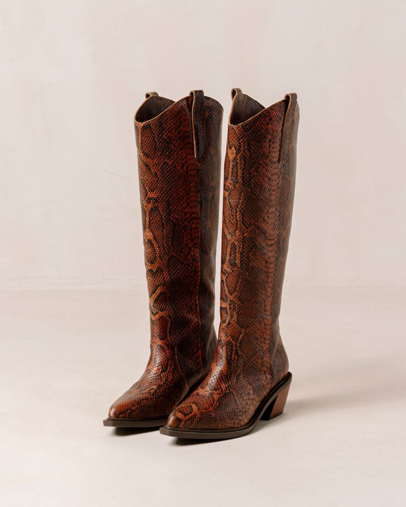 Brown Alohas Mount Leather Women's Cowboy Boots | CIONB5349