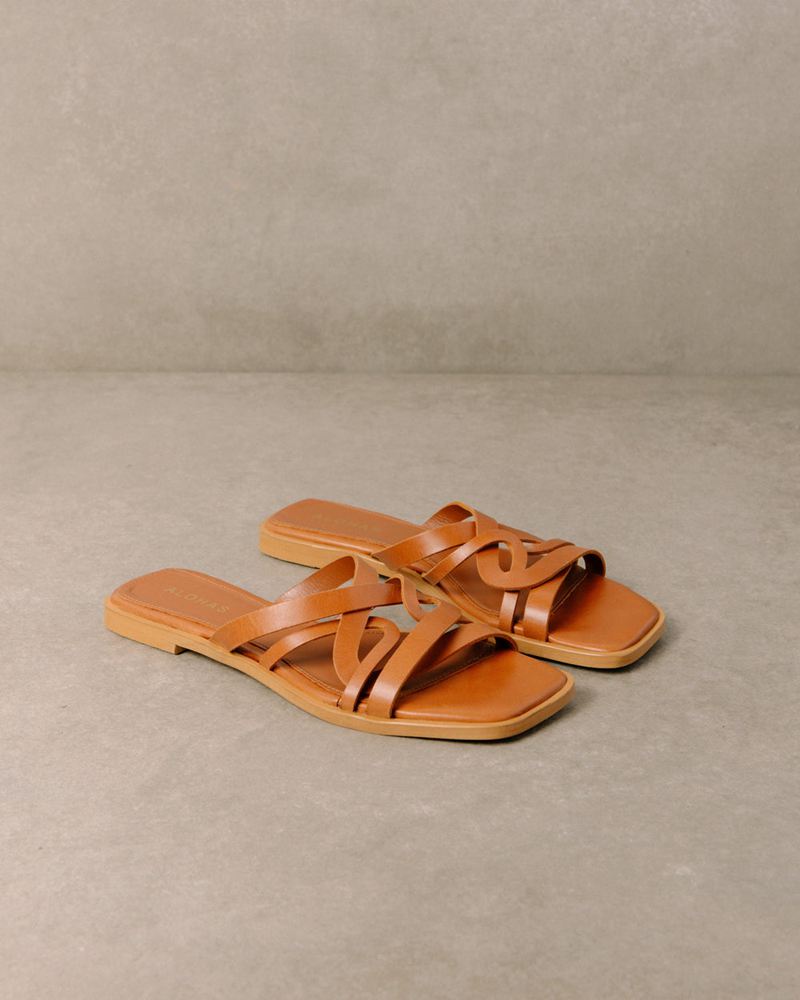 Brown Alohas Pad Leather Women's Sandals | FCPGZ9856