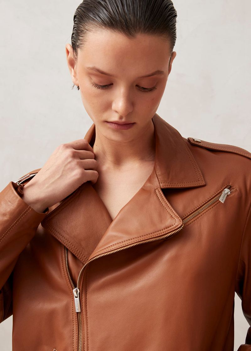 Brown Alohas Paris Leather Women's Jackets | DNRFI1573