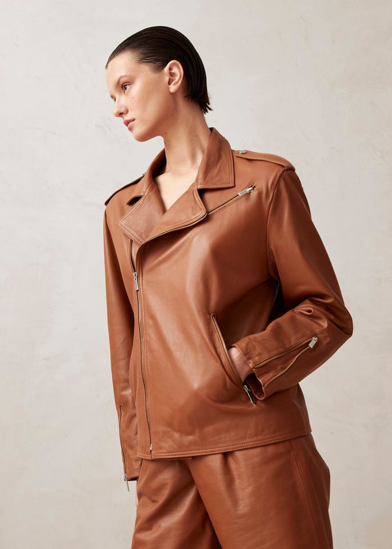 Brown Alohas Paris Leather Women's Jackets | DNRFI1573