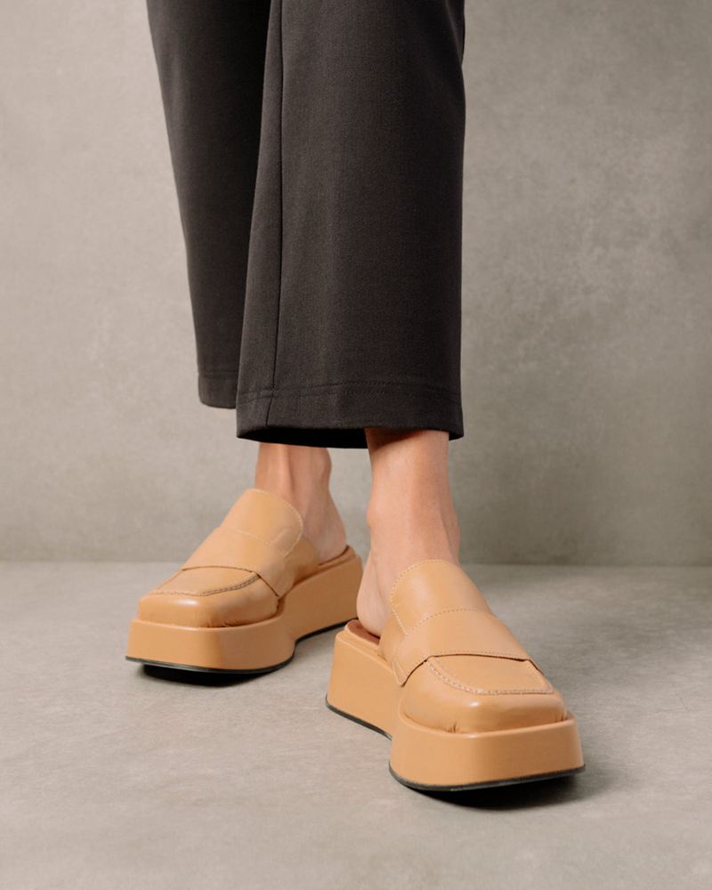 Brown Alohas Tempera Vegan Leather Women's Mules | KLMCJ2460