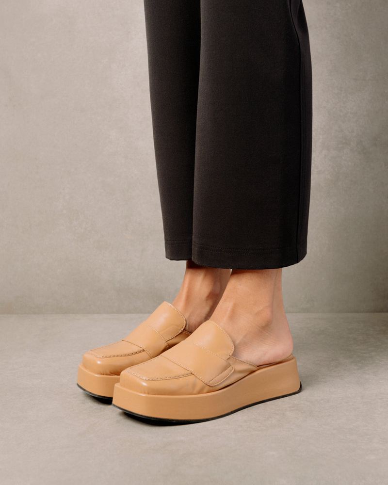 Brown Alohas Tempera Vegan Leather Women's Mules | KLMCJ2460