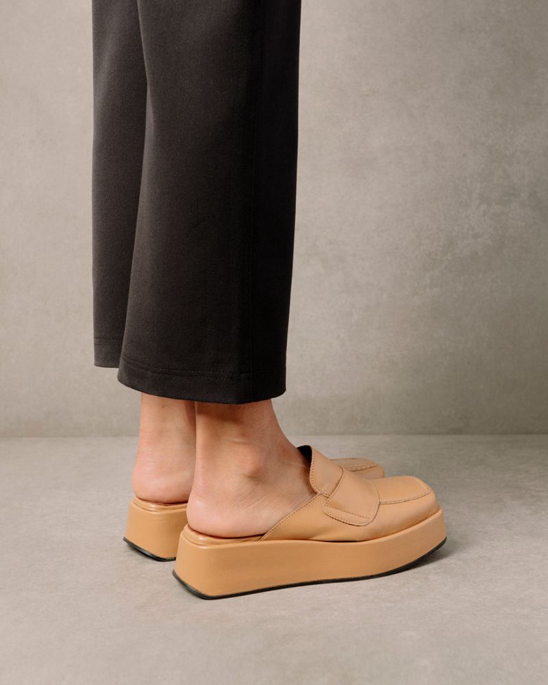 Brown Alohas Tempera Vegan Leather Women's Mules | KLMCJ2460