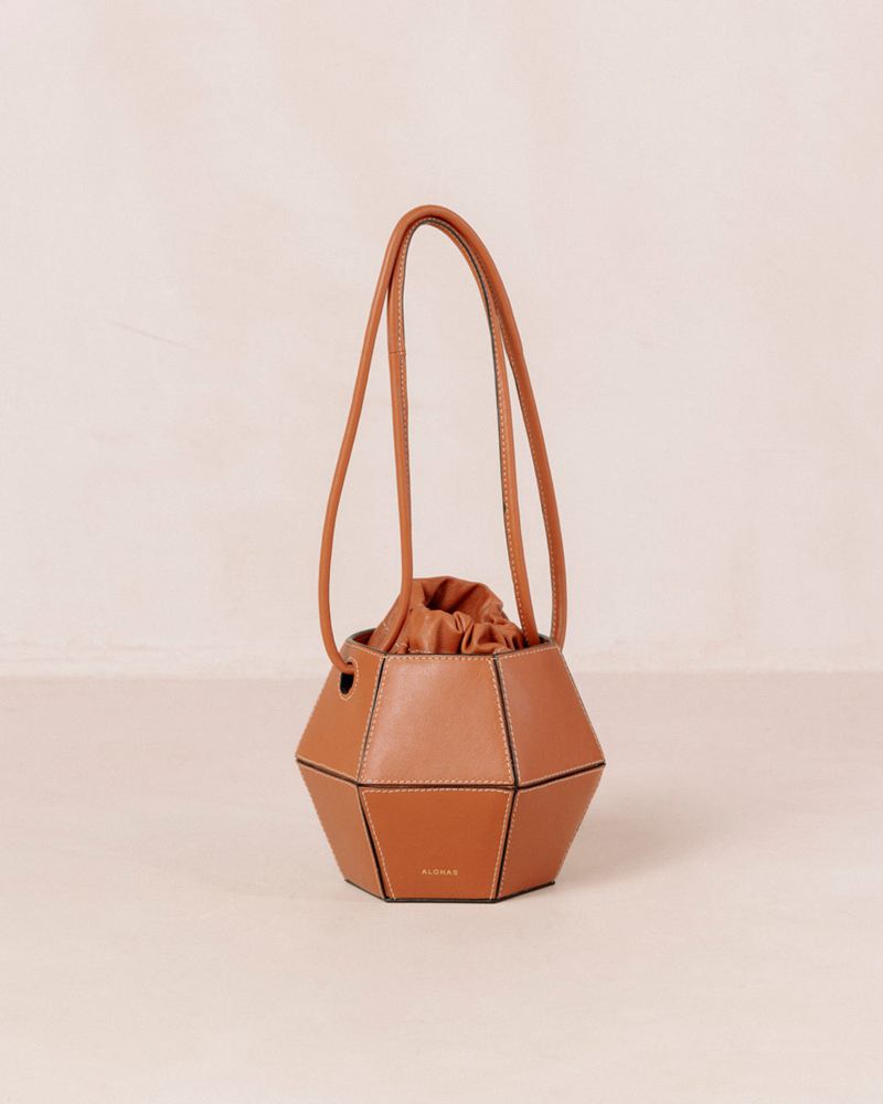 Brown Alohas The V Leather Women's Bags | JNZXA2781