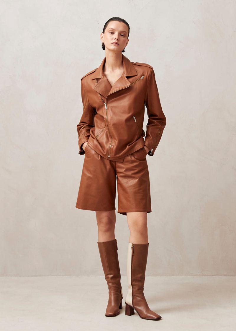 Brown Alohas Toulouse Leather Women's Shorts | VGSDK1028