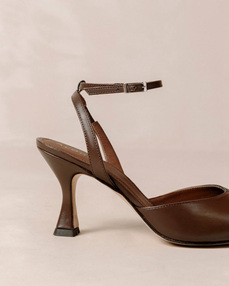 Brown/Black Alohas Cinderella Leather Women's Heels | OWUJD8023