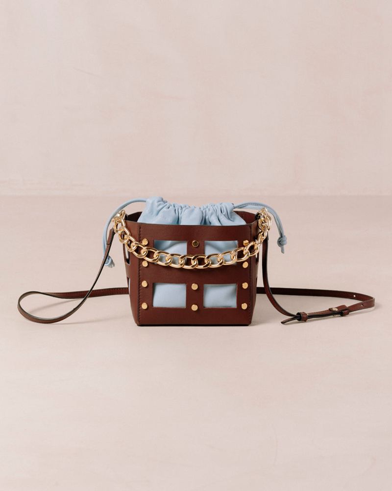 Brown/Blue Alohas The N Leather Women's Bags | QCNOF8390