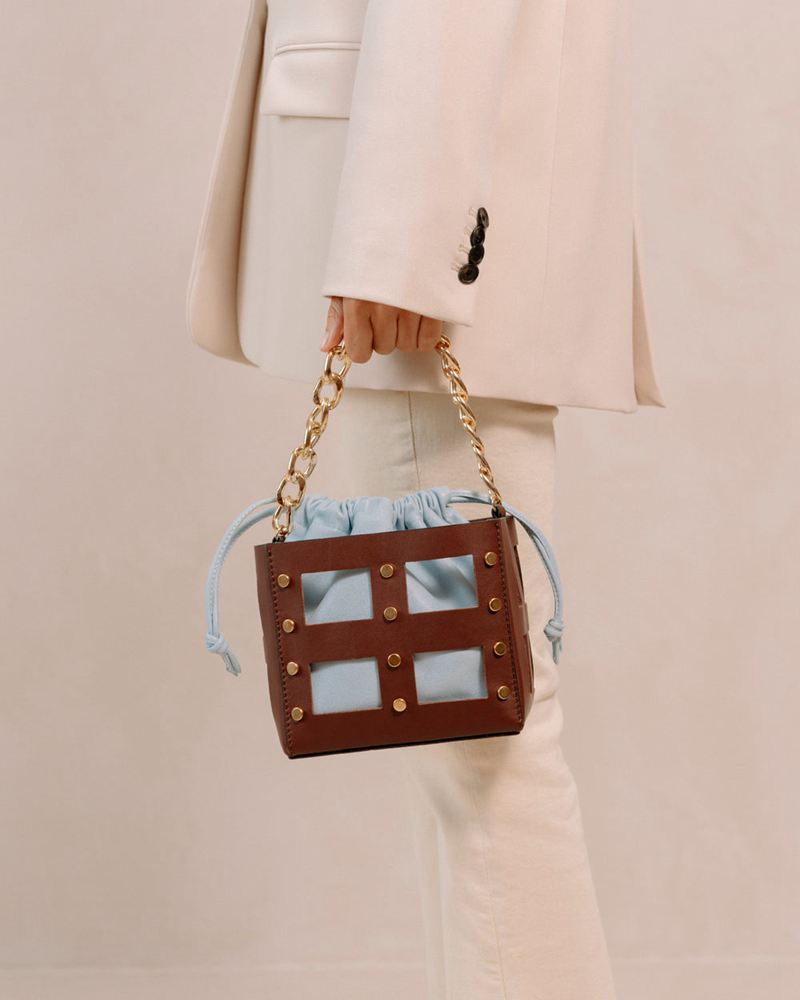 Brown/Blue Alohas The N Leather Women's Bags | QCNOF8390