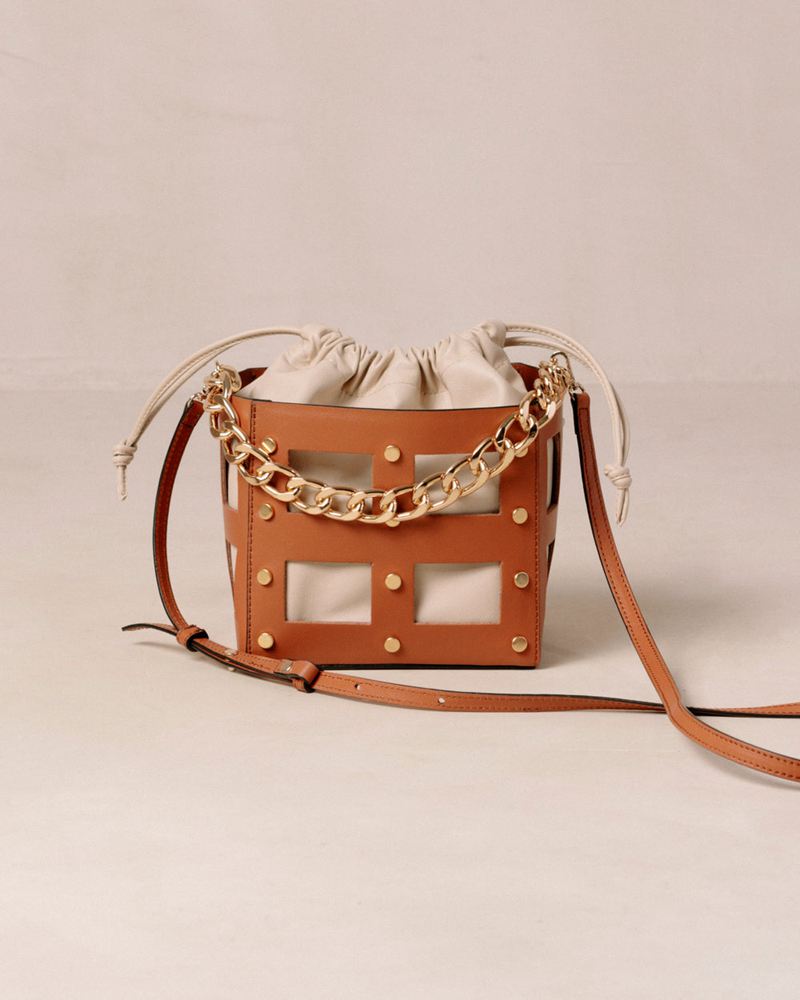 Brown/Cream Alohas The N Leather Women's Bags | MKCTG1365