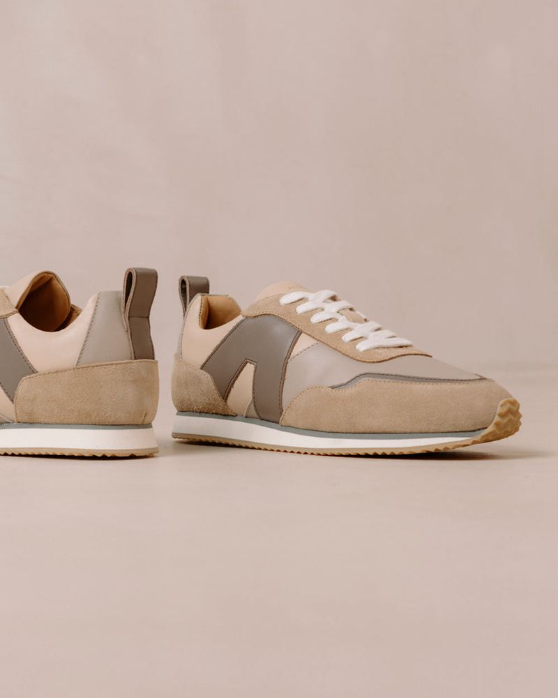 Brown/Grey Alohas Tb.015 Leather Women's Sneakers | LVKJW7653