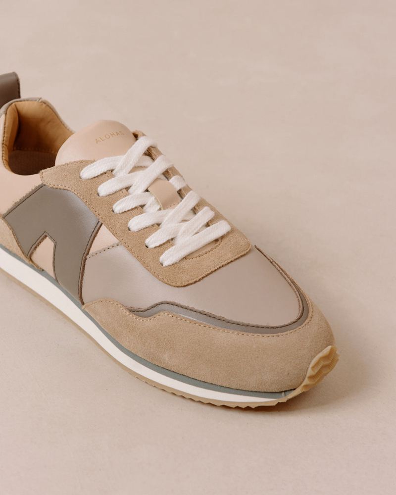 Brown/Grey Alohas Tb.015 Leather Women's Sneakers | LVKJW7653