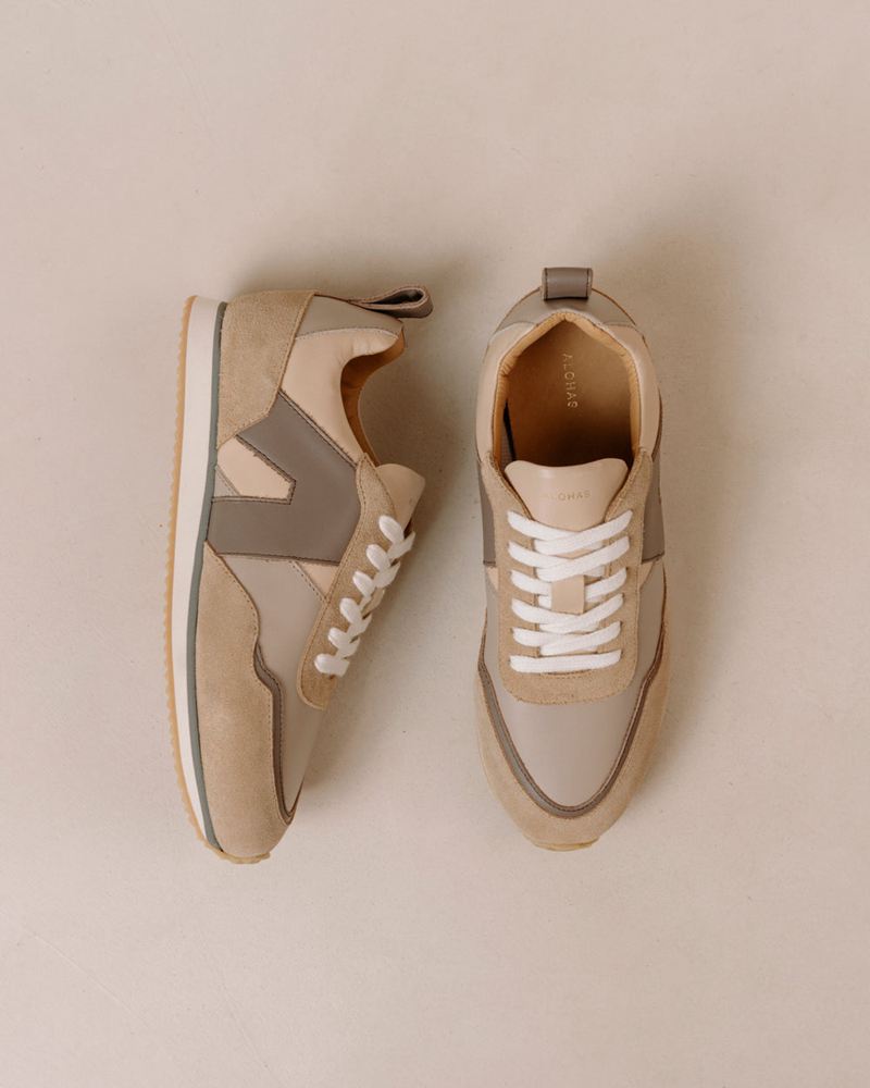 Brown/Grey Alohas Tb.015 Leather Women's Sneakers | LVKJW7653