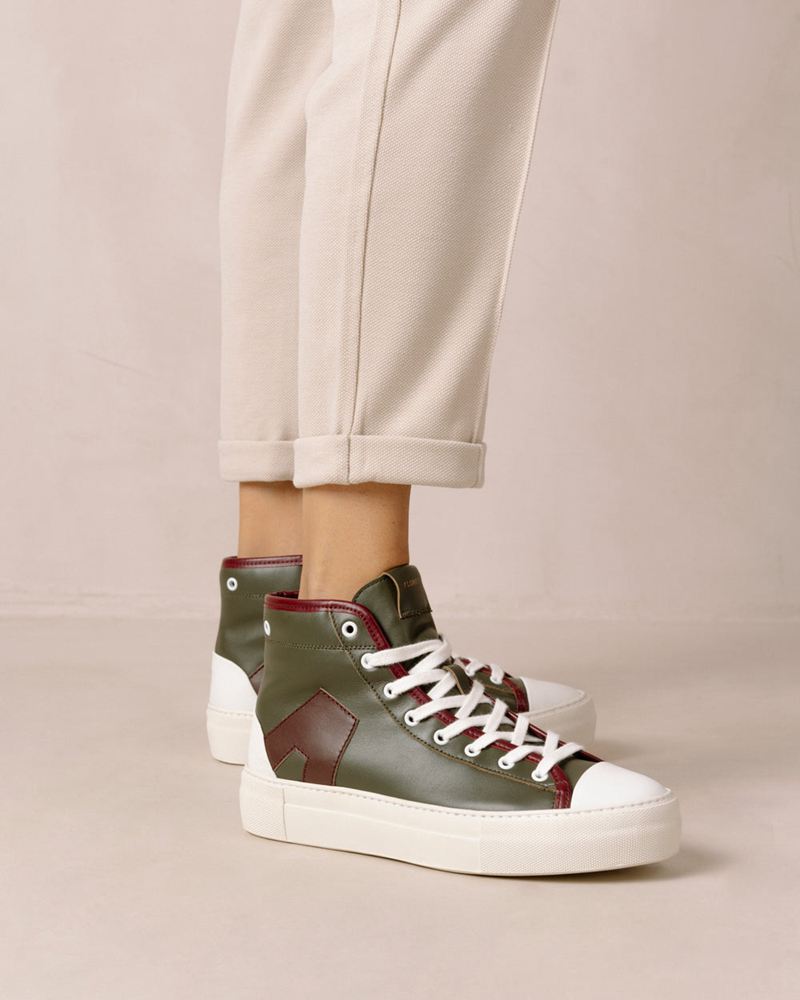 Brown/Olive Alohas Tb.35 Leather Women's Sneakers | JFIYT3169