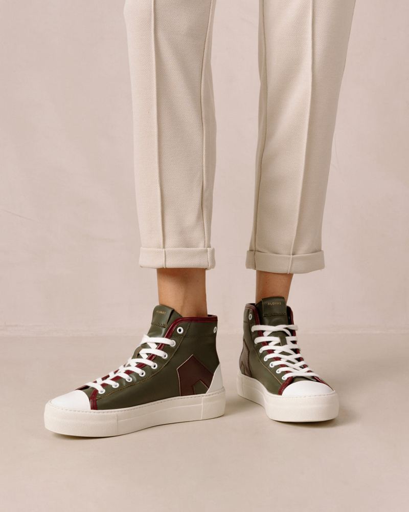 Brown/Olive Alohas Tb.35 Leather Women's Sneakers | JFIYT3169