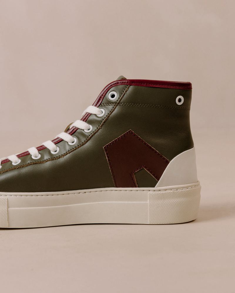 Brown/Olive Alohas Tb.35 Leather Women's Sneakers | JFIYT3169