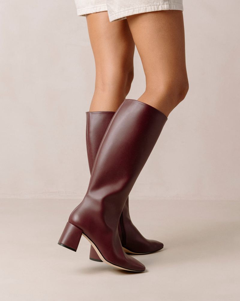 Burgundy Alohas Chalk Vegan Leather Women's Heels | ECBRZ6024