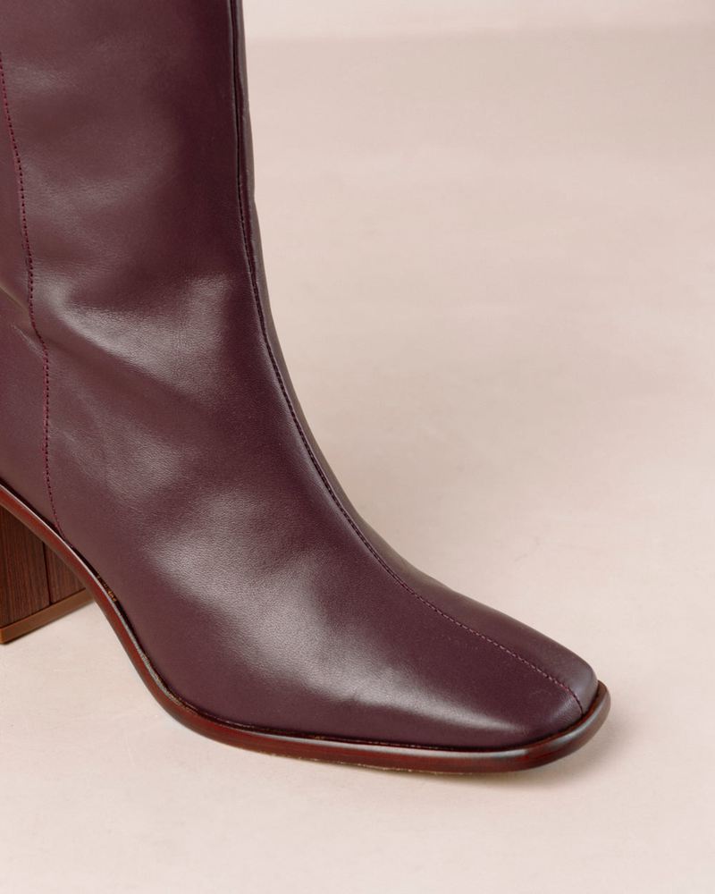 Burgundy Alohas East Leather Women's Heels | OPIJW5042