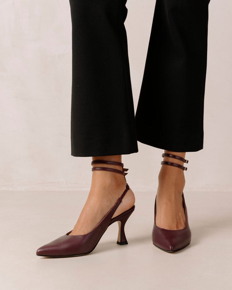 Burgundy Alohas Louise Leather Women's Heels | CAJDO9463