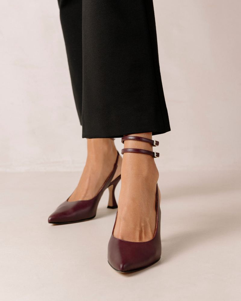 Burgundy Alohas Louise Leather Women's Heels | CAJDO9463