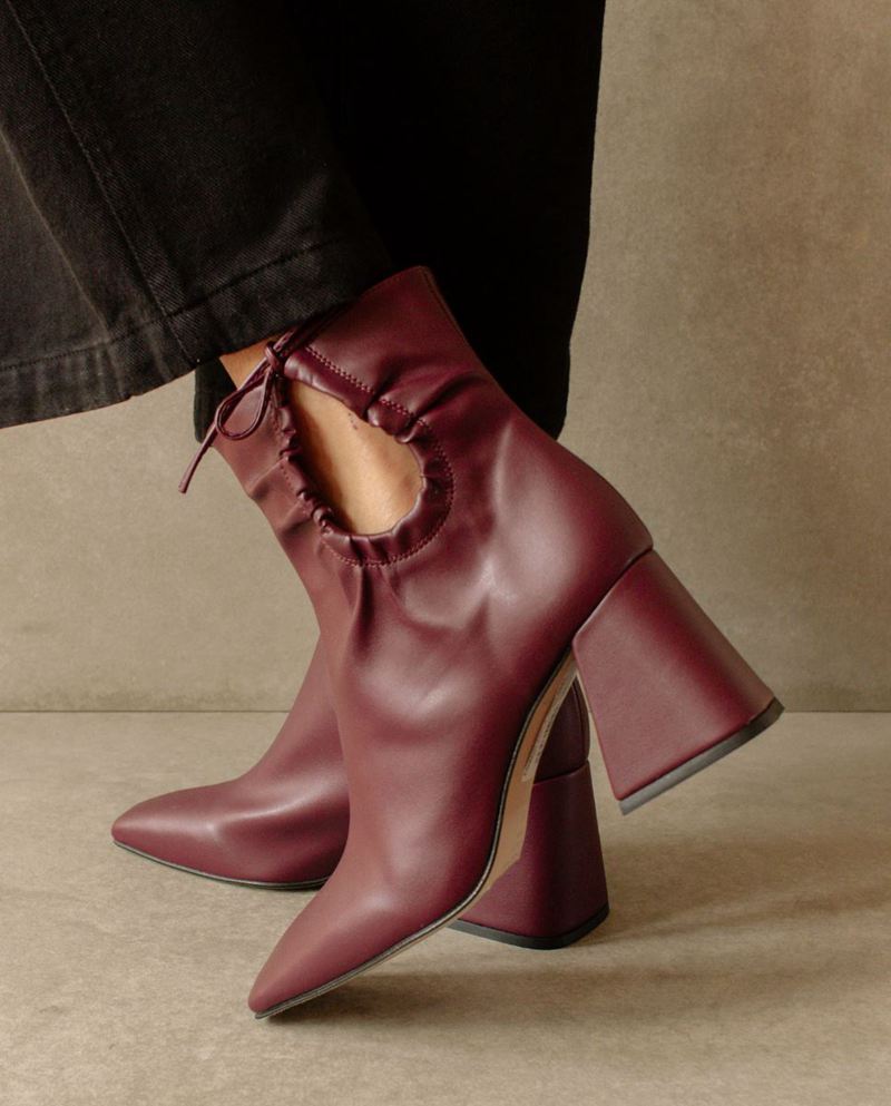 Burgundy Alohas Pigment Vegan Leather Women's Ankle Boots | YMJLC2573