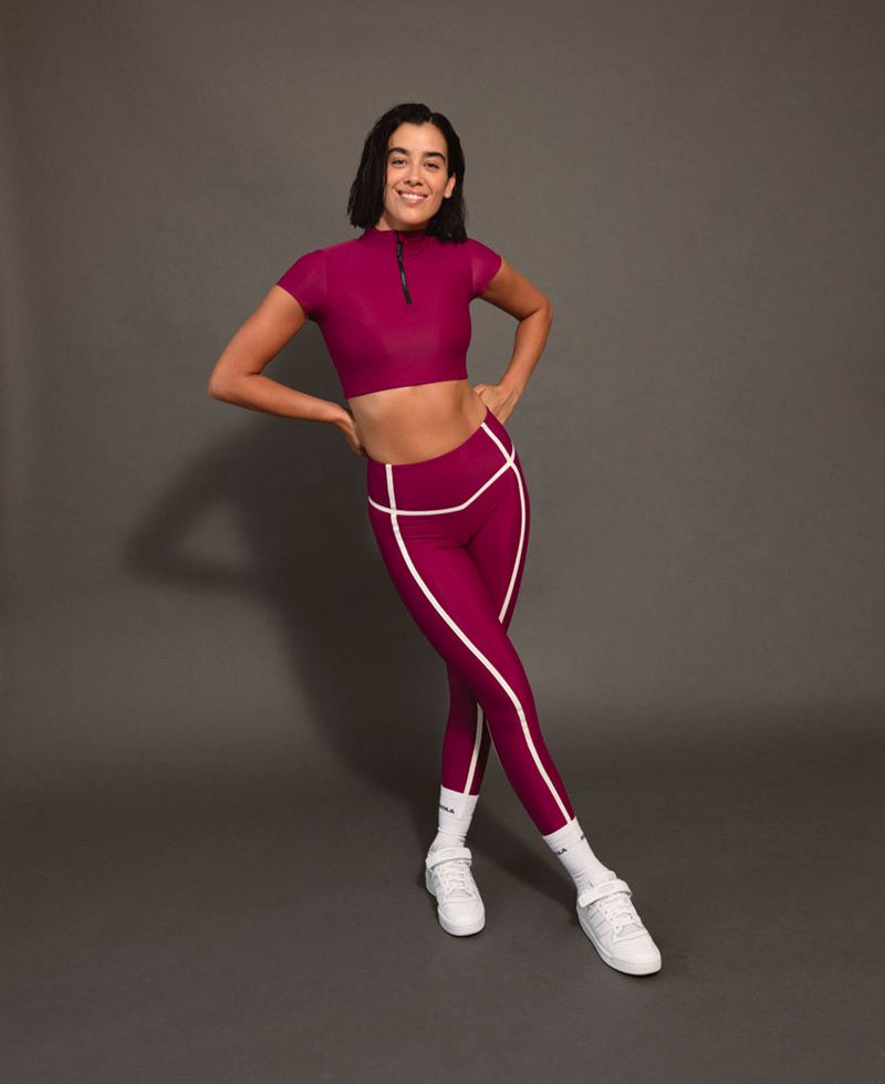 Burgundy Alohas Ribet Legging Women's Sportswear | KEHYQ2301