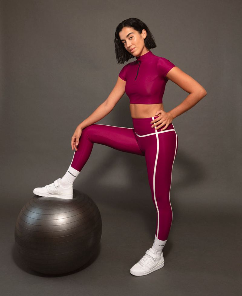 Burgundy Alohas Ribet Legging Women's Sportswear | KEHYQ2301