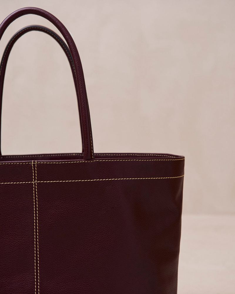 Burgundy Alohas The F Leather Women's Bags | VSPYK0962