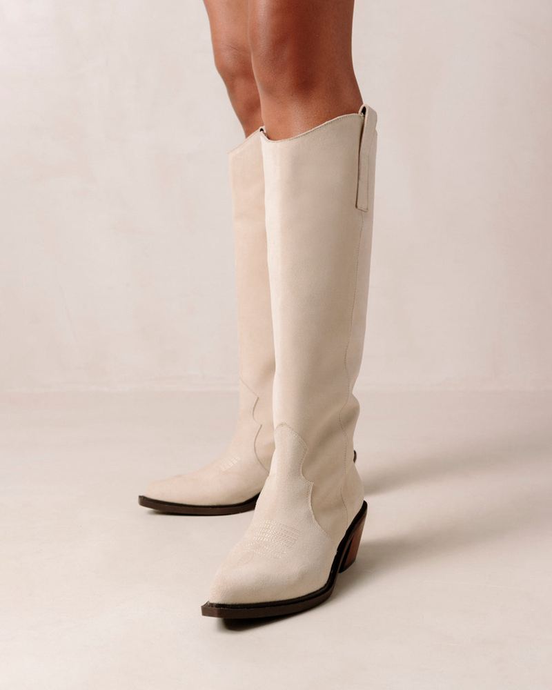 Cream Alohas Mount Leather Women's Cowboy Boots | CKTRM1076