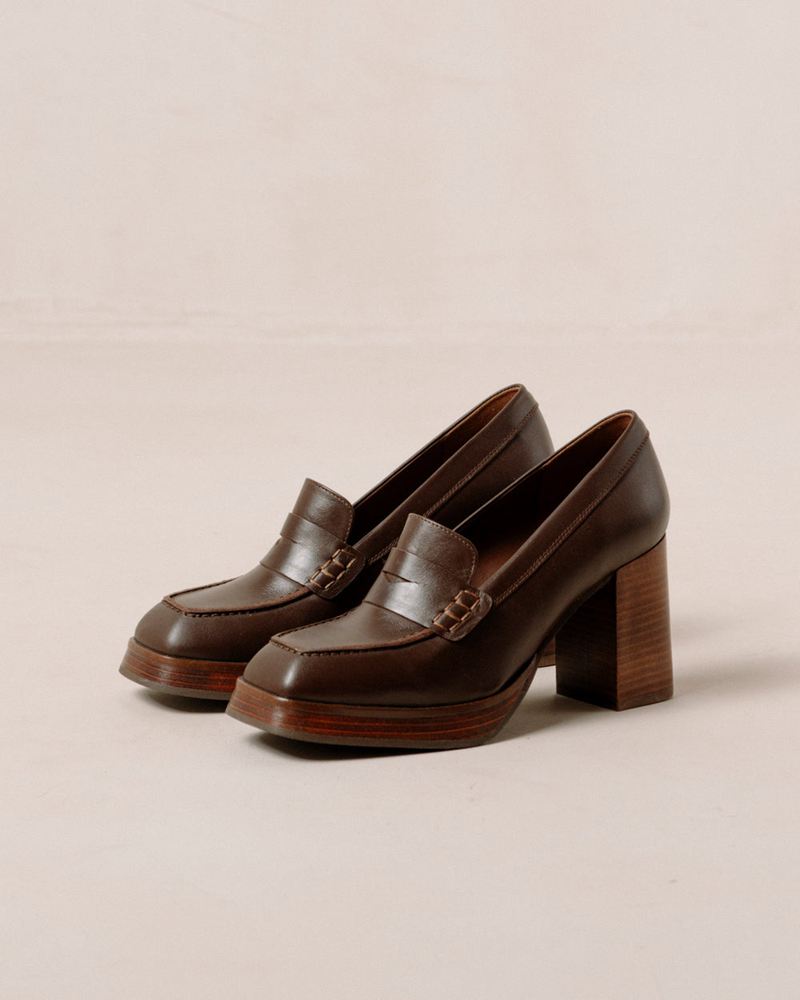 Dark Brown Alohas Busy Leather Women's Loafers | UALFR6948