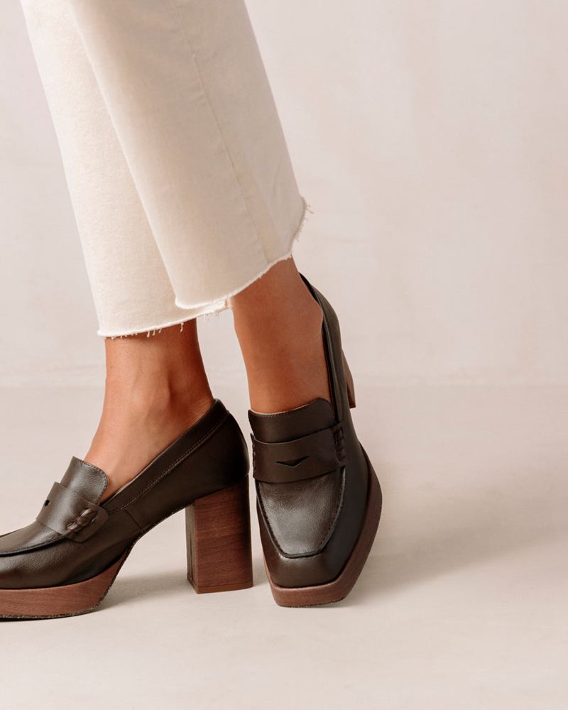 Dark Brown Alohas Busy Vegan Leather Women's Loafers | BZEXT0659