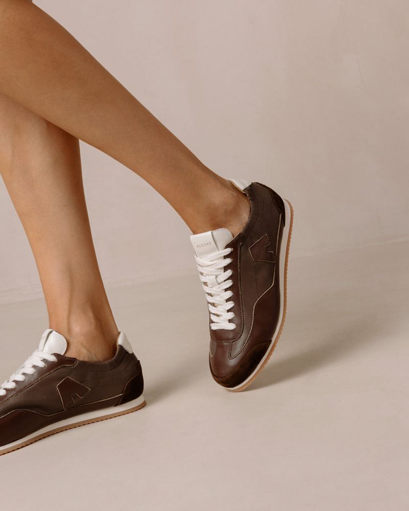 Dark Brown Alohas Tb.70 Leather Women's Sneakers | WYCMI7534