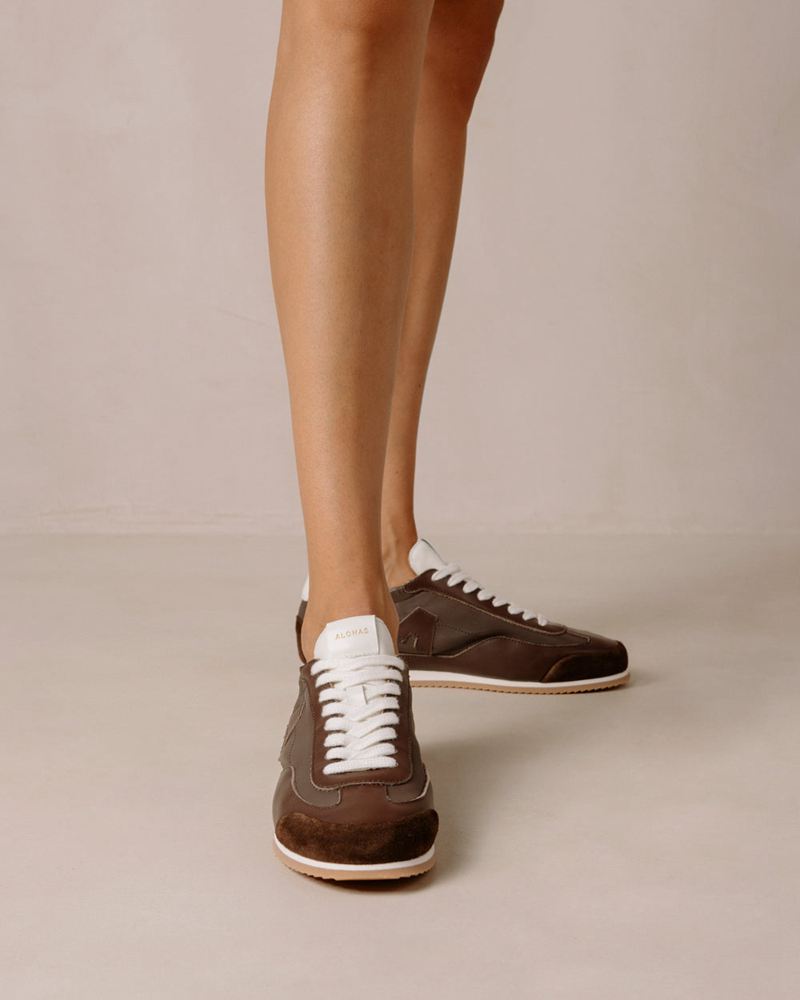 Dark Brown Alohas Tb.70 Leather Women's Sneakers | WYCMI7534