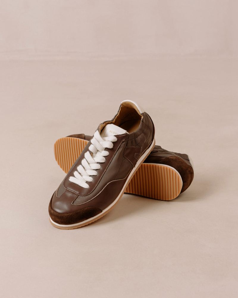 Dark Brown Alohas Tb.70 Leather Women's Sneakers | WYCMI7534