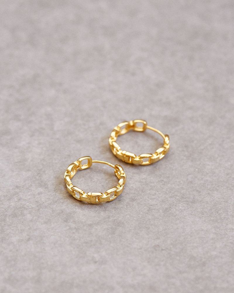 Gold Alohas Chain Hoop Women's Earrings | GQIRO9041