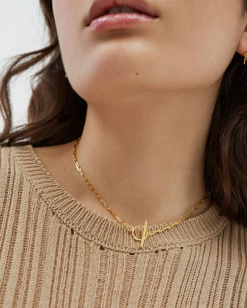 Gold Alohas Chain Line Women's Necklace | LPMQE6831