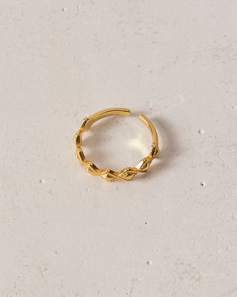 Gold Alohas Cherimoya Women's Ring | IELFT9150