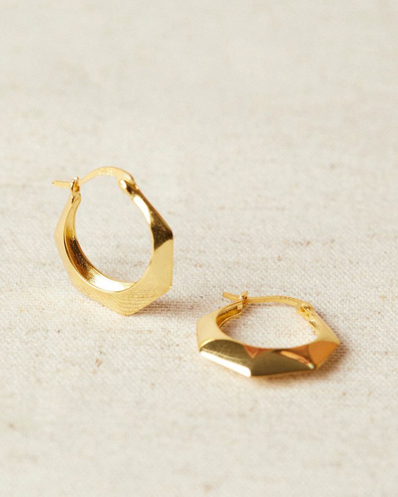 Gold Alohas Hexagon Women's Earrings | KVMAW4870