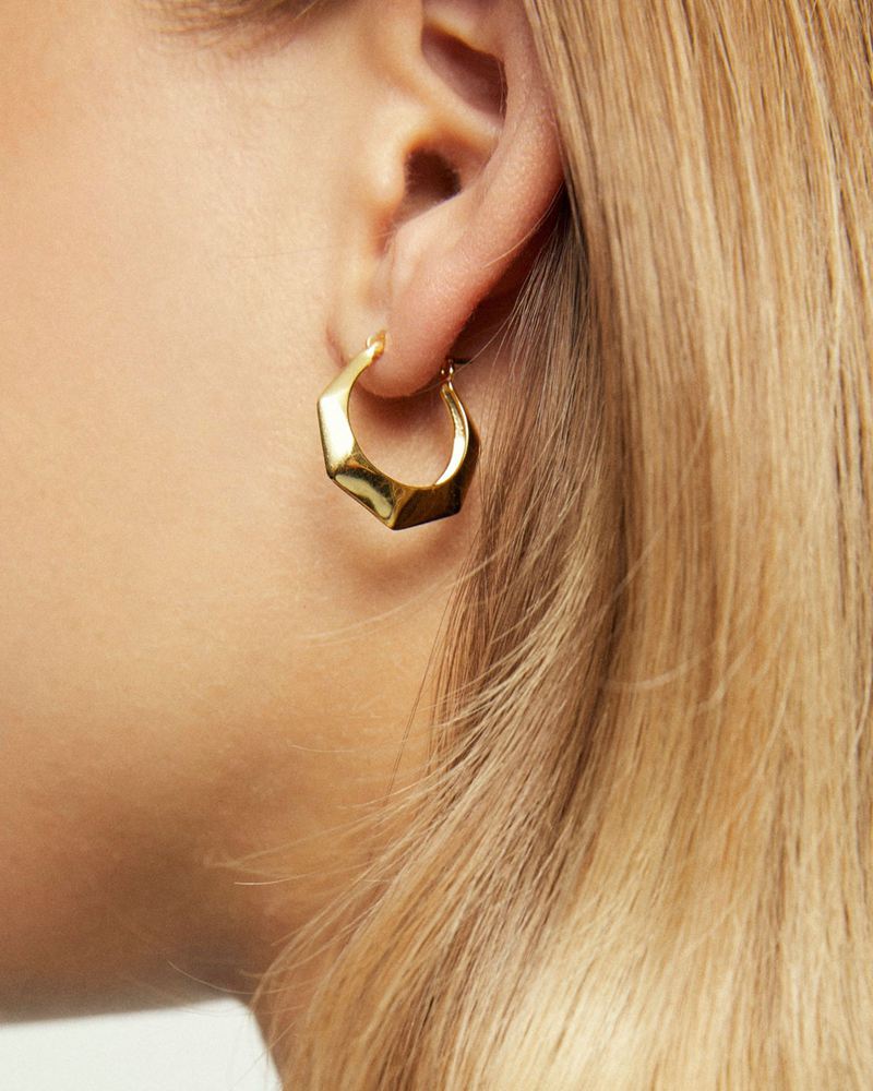 Gold Alohas Hexagon Women's Earrings | KVMAW4870