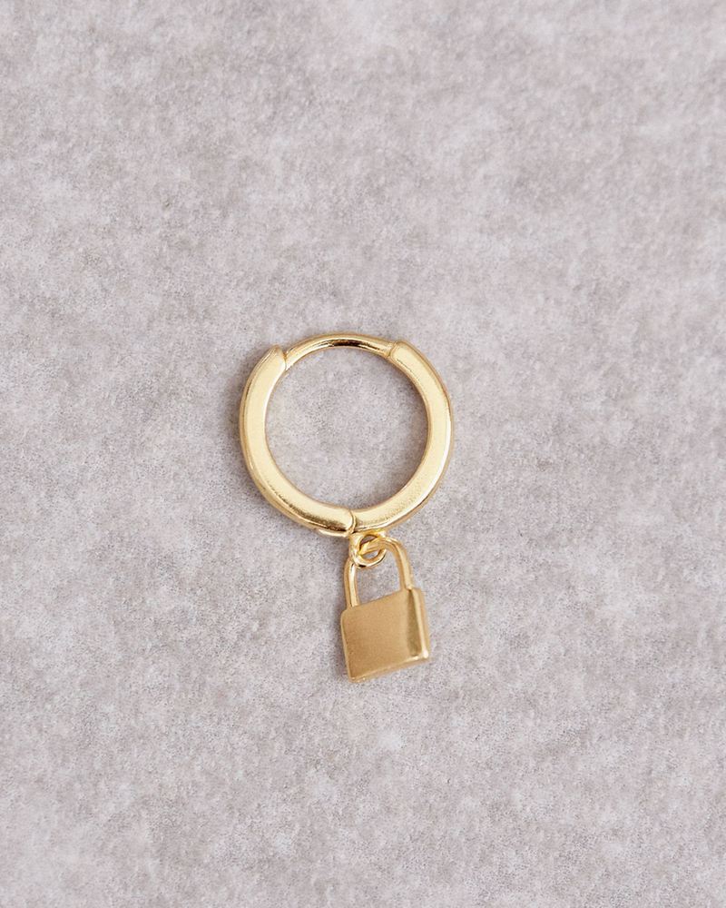 Gold Alohas Lock Women's Earrings | NWQVO1654