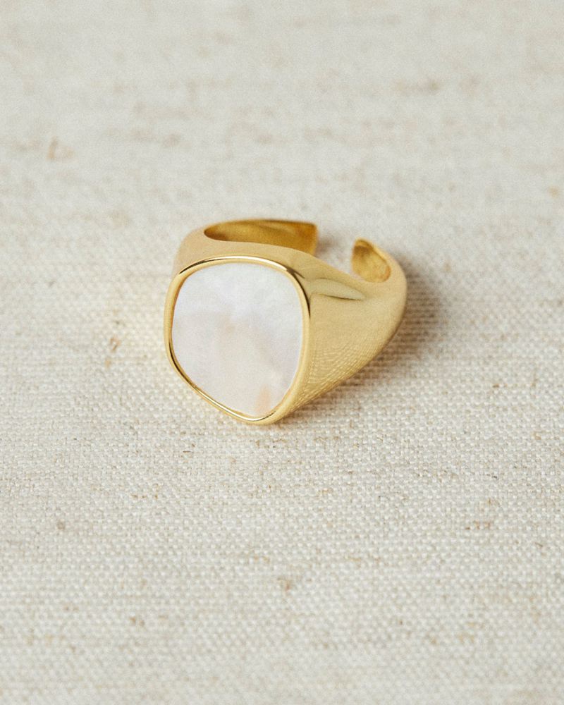 Gold Alohas Opaline Women's Ring | FBTUD4289