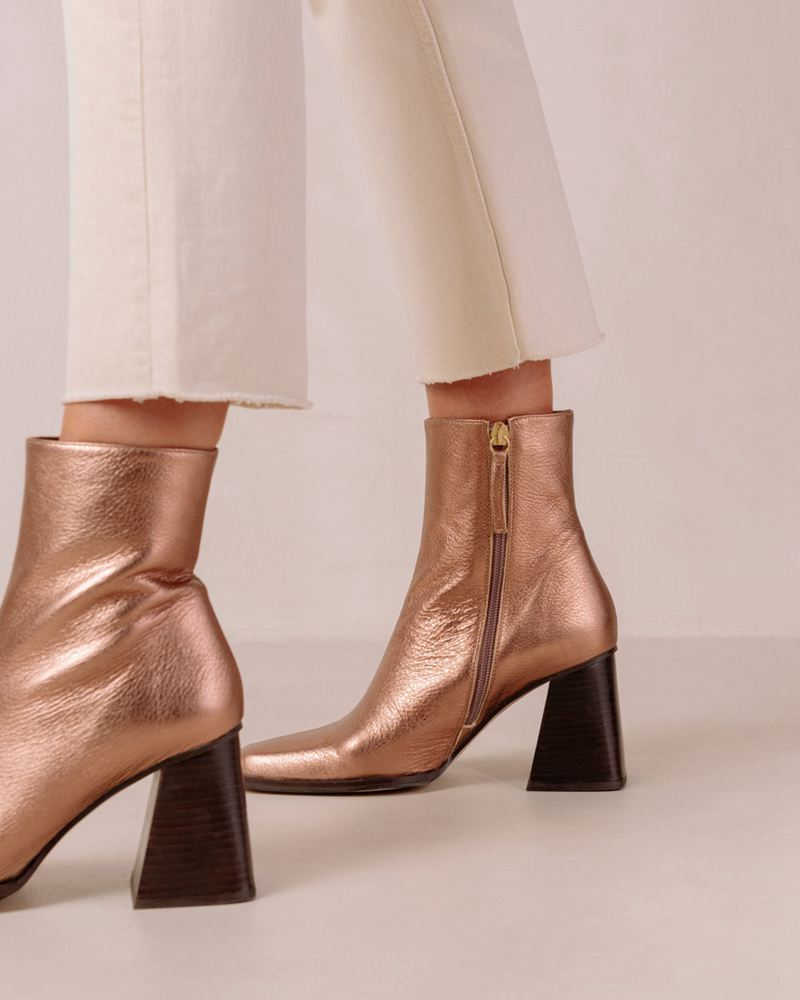 Gold Alohas South Leather Women's Ankle Boots | RSXNA2594