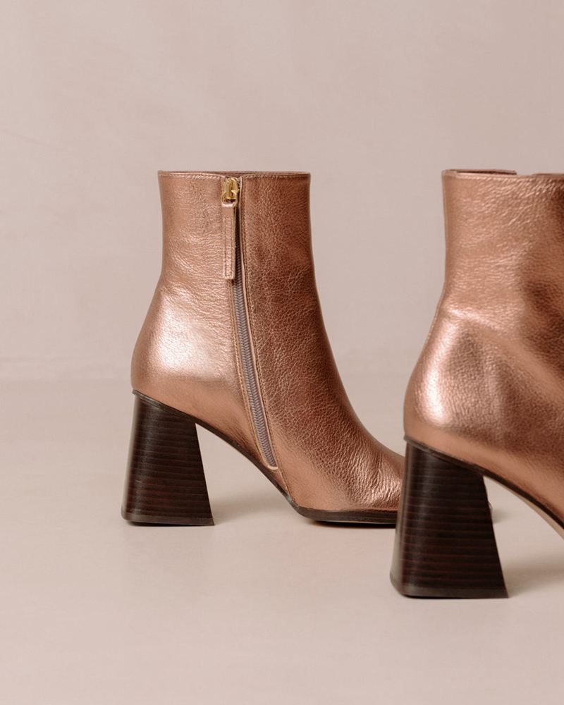 Gold Alohas South Leather Women's Ankle Boots | RSXNA2594