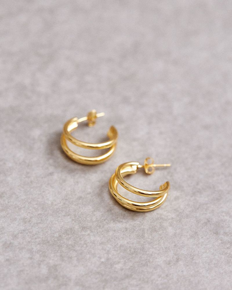 Gold Alohas Trilogy Hoop Women's Earrings | EYBHP6408