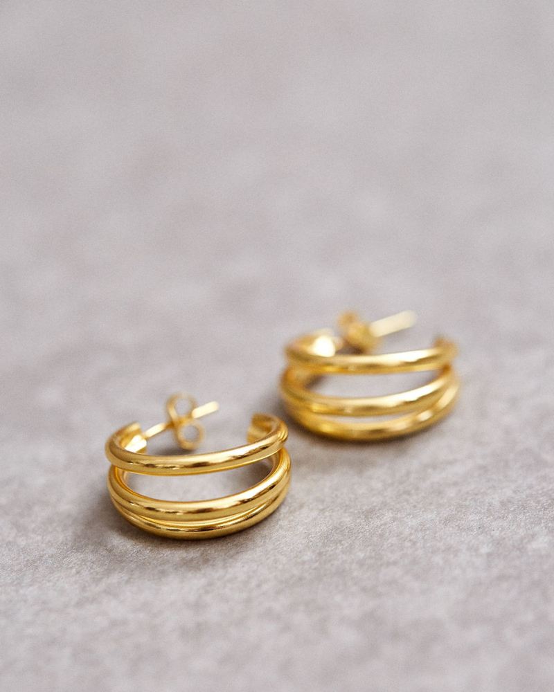 Gold Alohas Trilogy Hoop Women's Earrings | EYBHP6408