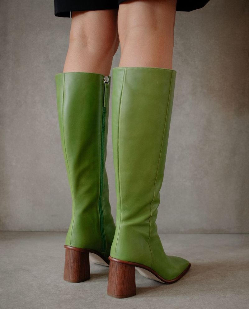 Green Alohas East Leather Women's Knee-High Boots | AEWDJ2918