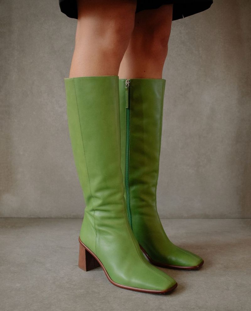 Green Alohas East Leather Women's Knee-High Boots | AEWDJ2918