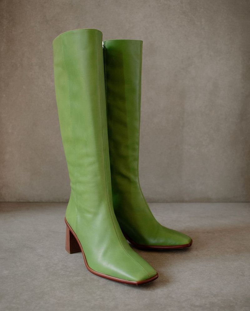 Green Alohas East Leather Women's Knee-High Boots | AEWDJ2918